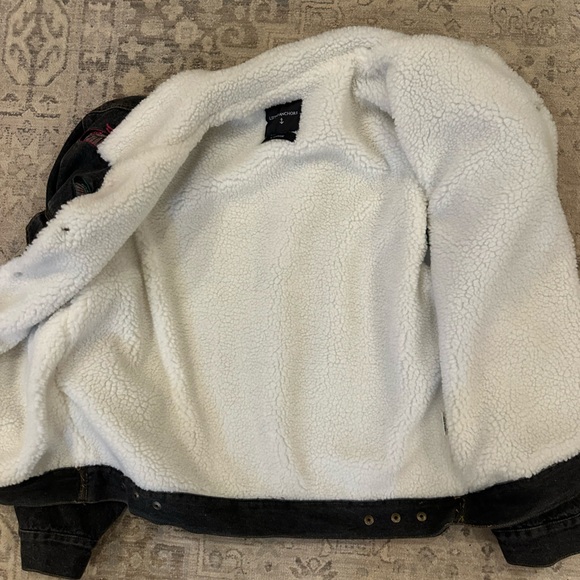 Lifted Anchors Kershaw Sherpa Lined Denim Butterfly Embroidered Jacket Size XL - Picture 6 of 8